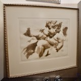A12. 2 Framed cherub prints. 20”h x 17”w and 20”h x 23”w 